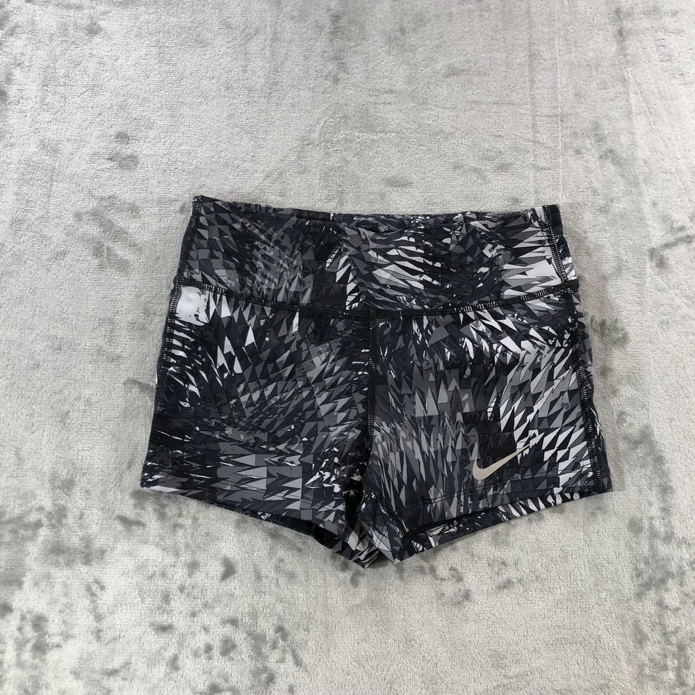 Nike Dri-FIT Compression Shorts Womens Small Gray Geometric Running 831286-021